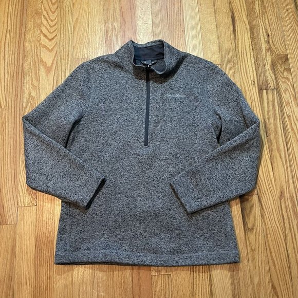 Eddie Bauer 1/4 Zip Sweater Sweatshirt Mens Size Large Hiking - Gray - Picture 1 of 4